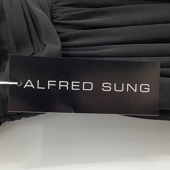 NEW Alfred Sung Size 0 Chiffon Sleeveless Halter Maxi Black Dress $231 msrp J4-7 - Picture 10 of 11